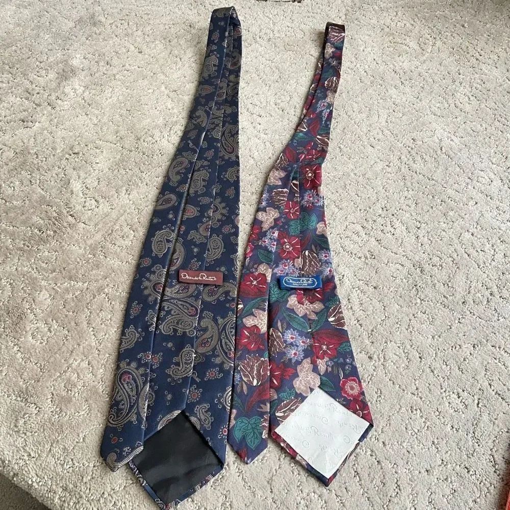 Oscar de la Renta Vintage Silk Neck Ties Set of Two